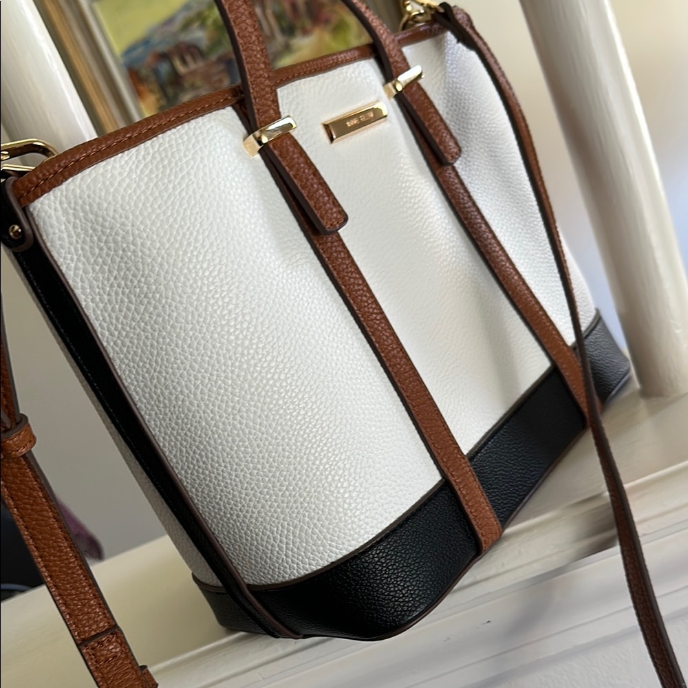 White and Brown Anne Klein Tote Bag - Picture 8 of 9